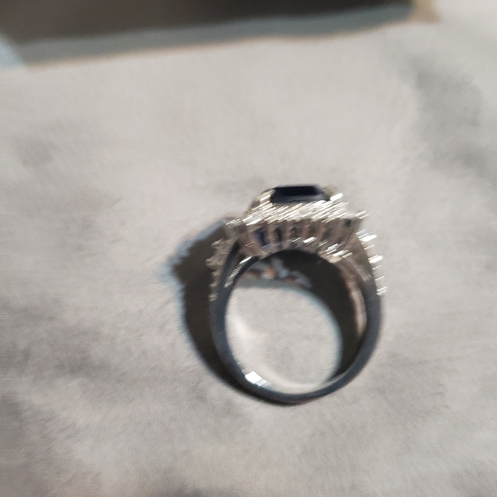 Ladies fashion blue sapphire & whsapphire ri.  New - Picture 6 of 12